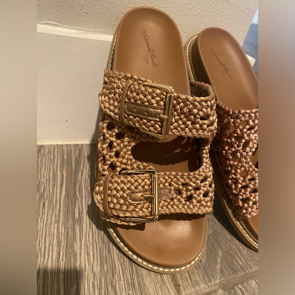 Braided Double-Buckle Sandal in Rose Gold - Women Shoes Size 8 Universal Thread - Picture 4 of 5